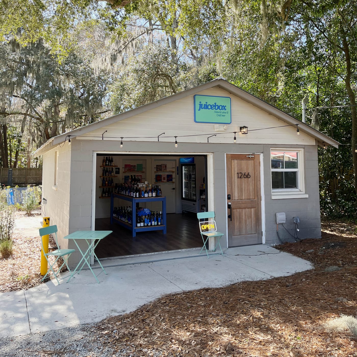 Inside Juicebox natural wine shop in Bluffton, SC